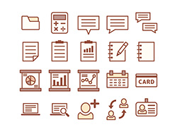 【ビジネス・事務】線画アイコン（茶）