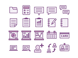 【ビジネス・事務】線画アイコン（紫）