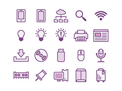 【ビジネス・IT】線画アイコン（紫）