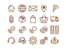 【ビジネス・EC】線画アイコン（茶）