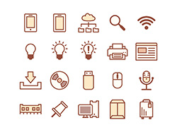 【ビジネス・IT】線画アイコン（茶）