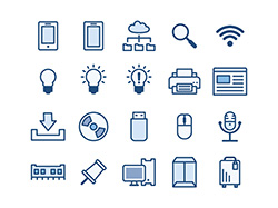 【ビジネス・IT】線画アイコン（青）