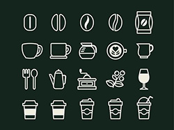 【カフェ・珈琲】線画アイコン（チョーク）