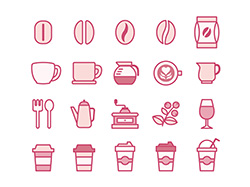 【カフェ・珈琲】線画アイコン（ピンク）