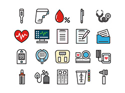 【医療・診断】線画アイコン（カラー）