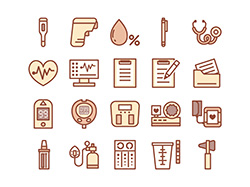 【医療・診断】線画アイコン（茶）