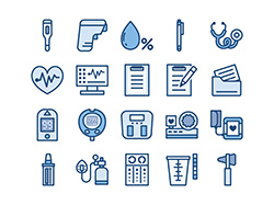 【医療・診断】線画アイコン（青）