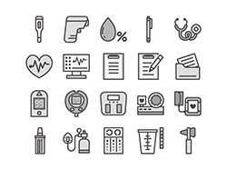 【医療・診断】線画アイコン（モノクロ）