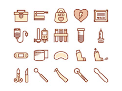 【医療・処置】線画アイコン（茶）