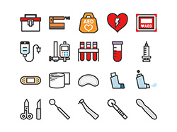 【医療・処置】線画アイコン（カラー）