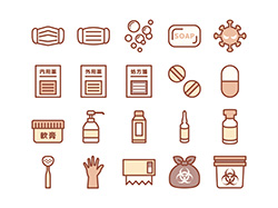 	【医療・衛生】線画アイコン（茶）