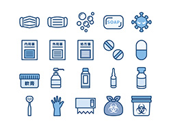 【医療・衛生】線画アイコン（青）