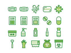 【医療・衛生】線画アイコン（緑）