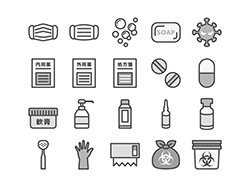 【医療・衛生】線画アイコン（モノクロ）