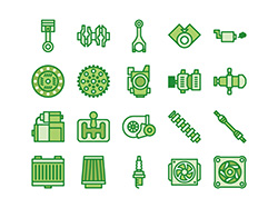 【車両・動力】線画アイコンA-3（緑）