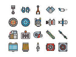 【車両・動力】線画アイコンA-5（カラー）