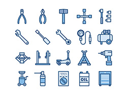 【車両整備・工具】線画アイコン（青）