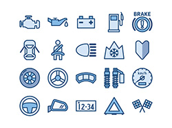 【車両・安全】線画アイコン（青）