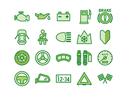 【車両・安全】線画アイコン（緑）