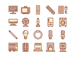 【住宅・家電A】線画アイコン（茶）