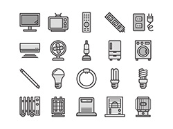 【住宅・家電A】線画アイコン（白黒）