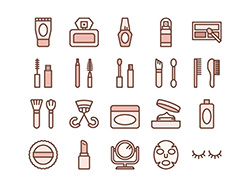 【美容・化粧】線画アイコン（ピンク）