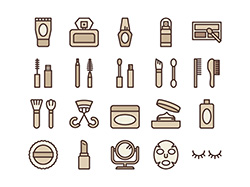 【美容・化粧】線画アイコン（グレージュ）