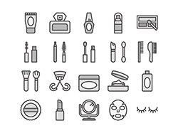 【美容・化粧】線画アイコン（白黒）