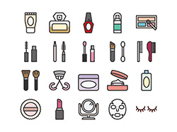 【美容・化粧】線画アイコン（カラー）