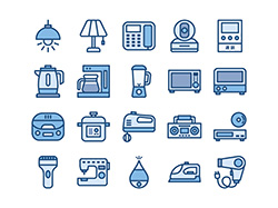 【住宅・家電B】線画アイコン（青）