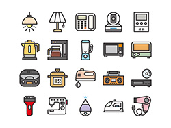 【住宅・家電B】線画アイコン（カラー）