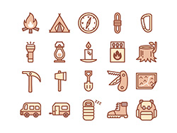 【アウトドアA】線画アイコン（茶）