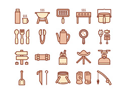 【アウトドアB】線画アイコン（茶）