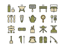 【アウトドアB】線画アイコン（オリーブ）