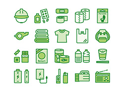 【防災グッズA】線画アイコン(緑)