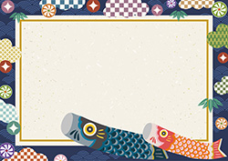 鯉のぼりと和柄の背景フレームA-1