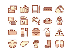 【防災グッズB】線画アイコン（茶）