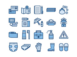 【防災グッズB】線画アイコン（青）