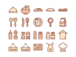 【レストラン】線画アイコン（茶）