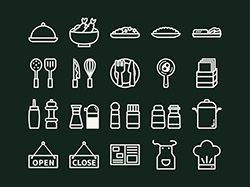 【レストラン】線画アイコン（チョーク）