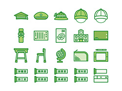 【教育・学校A】線画アイコン（緑）
