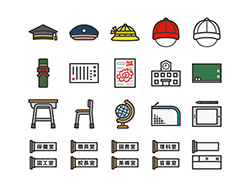 【教育・学校A】線画アイコン（カラー）