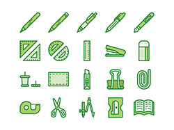 【教育・学習A】線画アイコン（緑）