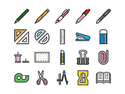 【教育・学習A】線画アイコン（カラー）