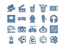 【エンタメA】線画アイコン（青）