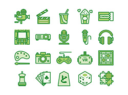 【エンタメA】線画アイコン（緑）