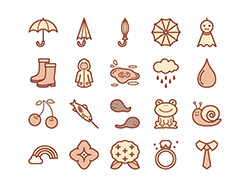 【6月の情景】線画アイコン-A（茶）