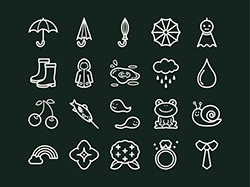 【6月の情景】線画アイコン-A（黒板）