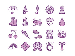 【6月の情景】線画アイコン-A（紫）