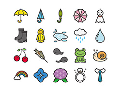 【6月の情景】線画アイコン-A（カラー）